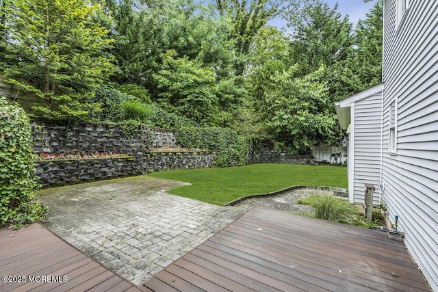 1207 Bayberry Rd, Manasquan, NJ 08736 - wooden terrace featuring a lawn and a patio area