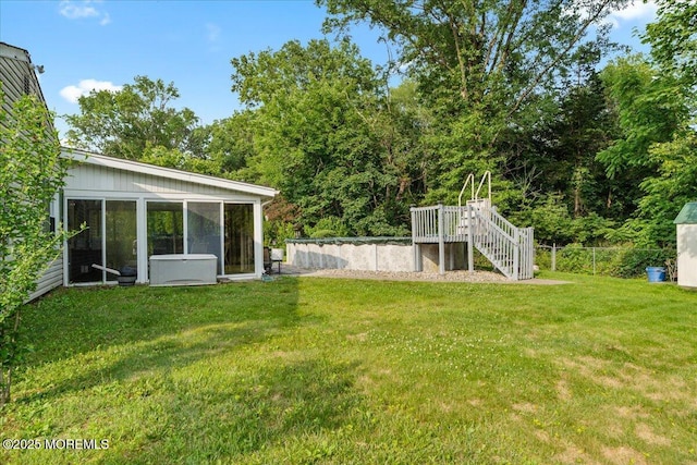 23 Spring St, Franklin Twp, NJ 08873 - view of yard featuring stairway and a sunroom