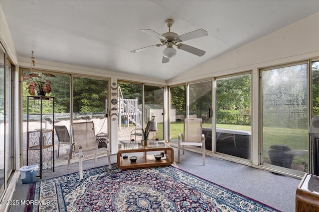 23 Spring St, Franklin Twp, NJ 08873 - sunroom with vaulted ceiling and a ceiling fan