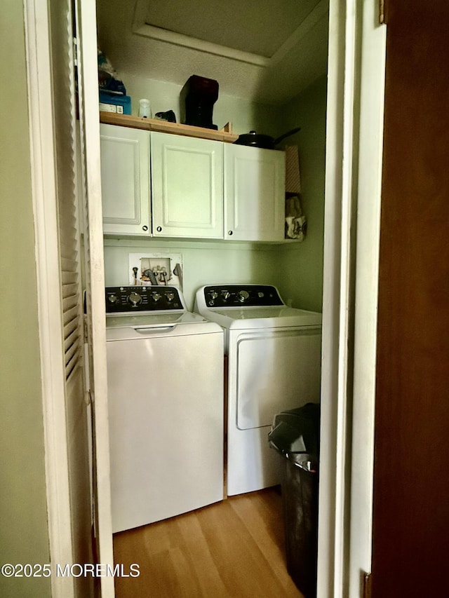 7 S Seas Ct, Barnegat, NJ 08005 - washroom featuring washer and dryer, cabinet space, and light wood-style floors