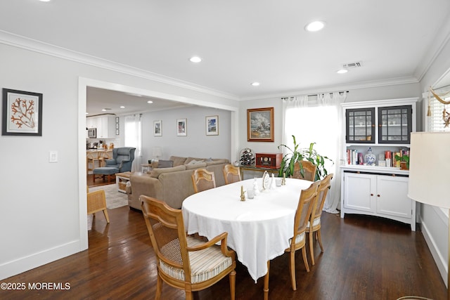 602 Butler Ave, Point Pleasant, NJ 08742 - dining room featuring crown molding, dark wood-style floors, and recessed lighting