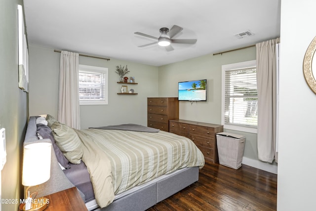602 Butler Ave, Point Pleasant, NJ 08742 - bedroom featuring multiple windows, dark wood finished floors, and ceiling fan