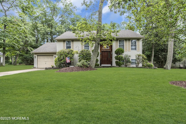 5 Partree Rd, Jackson, NJ 08527 - bi-level home featuring a garage, a front yard, roof with shingles, and driveway