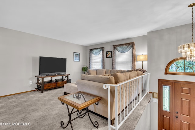 5 Partree Rd, Jackson, NJ 08527 - carpeted living room featuring a chandelier and baseboards