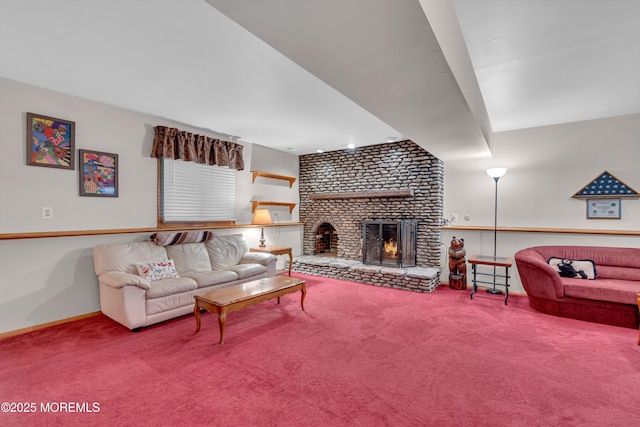5 Partree Rd, Jackson, NJ 08527 - carpeted living room with a brick fireplace and baseboards