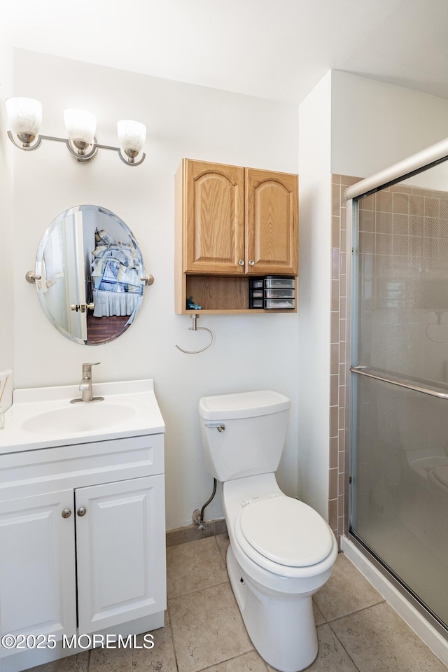 28 Dortmunder Dr, Manalapan, NJ 07726 - bathroom featuring vanity, a shower stall, and tile patterned flooring