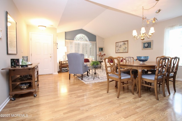 2 Dowing Ln, Jackson, NJ 08527 - dining room with vaulted ceiling, light wood-style flooring, and a chandelier