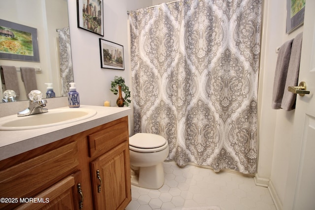 2 Dowing Ln, Jackson, NJ 08527 - bathroom featuring tile patterned floors, vanity, and curtained shower