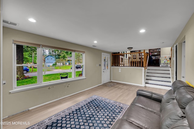 23 Montana Dr, Jackson, NJ 08527 - living area with wood finished floors, stairs, and recessed lighting