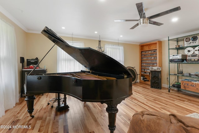 135 E Veterans Hwy, Jackson, NJ 08527 - sitting room featuring ceiling fan, wood finished floors, crown molding, and recessed lighting