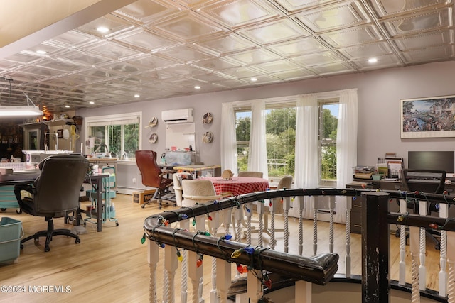 135 E Veterans Hwy, Jackson, NJ 08527 - rec room featuring a wall unit AC, an ornate ceiling, plenty of natural light, wood finished floors, and recessed lighting
