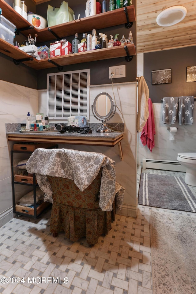 135 E Veterans Hwy, Jackson, NJ 08527 - interior space with a baseboard heating unit and wooden ceiling