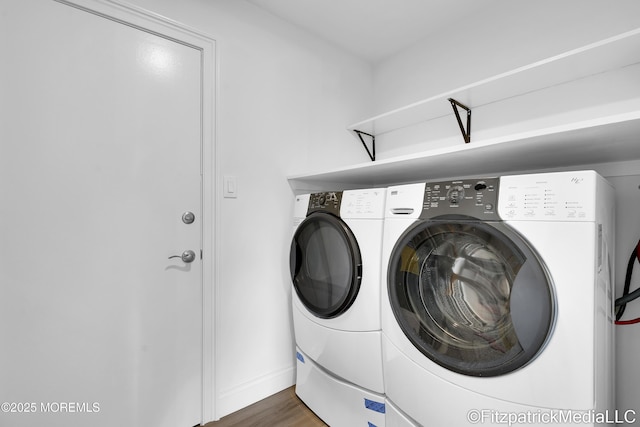 13 Everest Dr N, Brick, NJ 08724 - washroom featuring washing machine and clothes dryer and wood finished floors