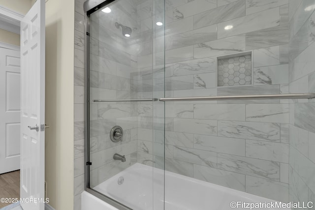 13 Everest Dr N, Brick, NJ 08724 - full bathroom with combined bath / shower with glass door and wood finished floors