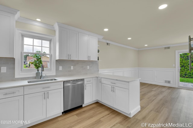 13 Everest Dr N, Brick, NJ 08724 - kitchen with ornamental molding, a peninsula, open shelves, dishwasher, and light countertops