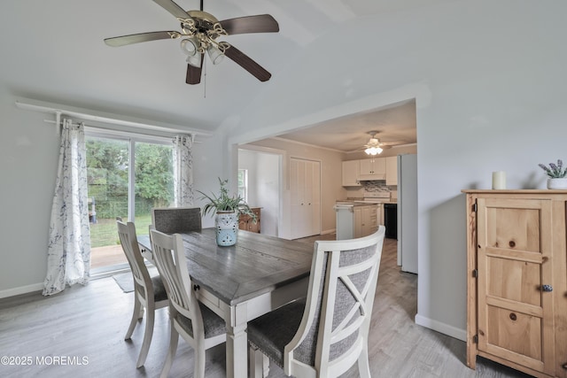 107 Seneca Lake Dr, Little Egg Harbor, NJ 08087 - dining area with lofted ceiling, ceiling fan, and light wood-style floors