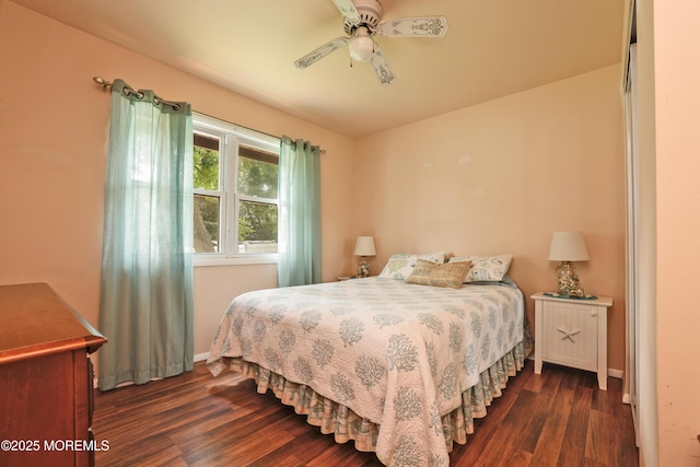 107 Seneca Lake Dr, Little Egg Harbor, NJ 08087 - bedroom with dark wood-type flooring and a ceiling fan