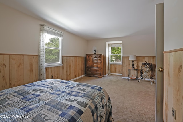107 Seneca Lake Dr, Little Egg Harbor, NJ 08087 - bedroom with wainscoting, wood walls, and carpet flooring