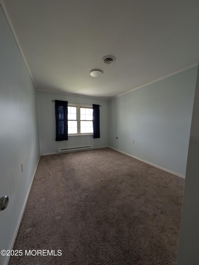 44J Cambridge Ct Unit 2010, Lakewood, NJ 08701 - empty room with ornamental molding, carpet, and a baseboard radiator