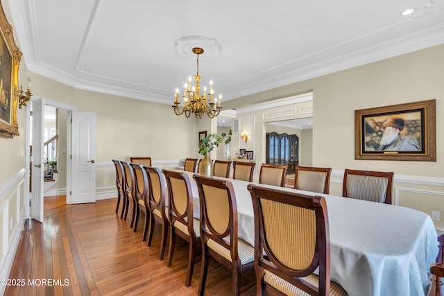 208 Imperial Ct, Lakewood, NJ 08701 - dining area featuring a chandelier, a decorative wall, crown molding, a wainscoted wall, and recessed lighting