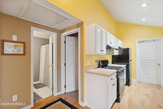 2015 Whitcomb Rd, Forked River, NJ 08731 - kitchen with black appliances, white cabinetry, light wood-style flooring, light countertops, and recessed lighting