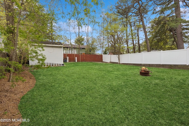 2015 Whitcomb Rd, Forked River, NJ 08731 - fenced backyard with an outdoor fire pit