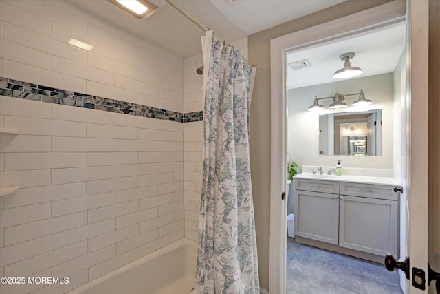 708 Lyman Ave, Brielle, NJ 08730 - bathroom featuring vanity, shower / bath combo, and tile patterned floors