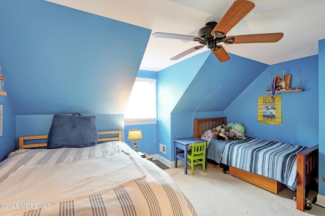 708 Lyman Ave, Brielle, NJ 08730 - bedroom with carpet, vaulted ceiling, and a ceiling fan