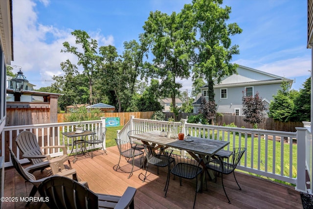 708 Lyman Ave, Brielle, NJ 08730 - wooden terrace featuring outdoor dining area and a fenced backyard