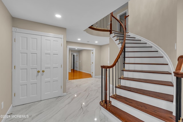 222 Bartley Rd, Jackson, NJ 08527 - stairway with marble finish flooring and recessed lighting