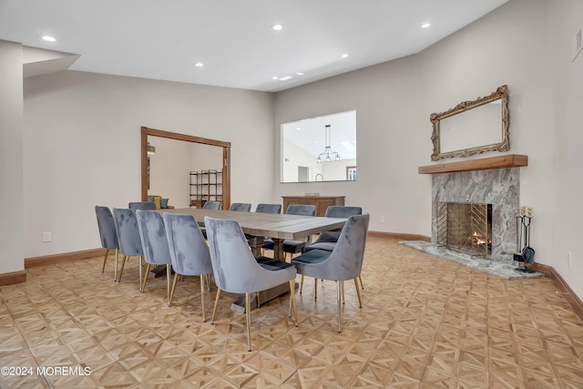 222 Bartley Rd, Jackson, NJ 08527 - dining area featuring recessed lighting and a premium fireplace