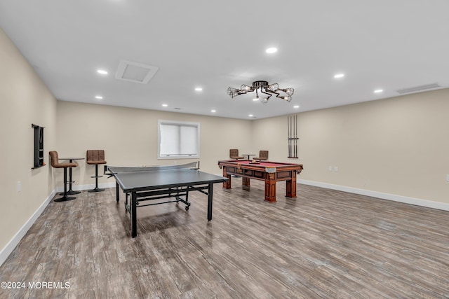 222 Bartley Rd, Jackson, NJ 08527 - rec room with wood finished floors, billiards, and recessed lighting