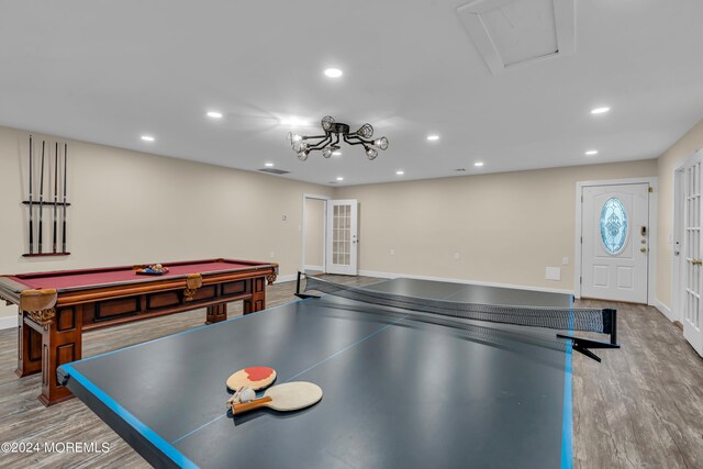 222 Bartley Rd, Jackson, NJ 08527 - game room with wood finished floors, recessed lighting, billiards table, and french doors
