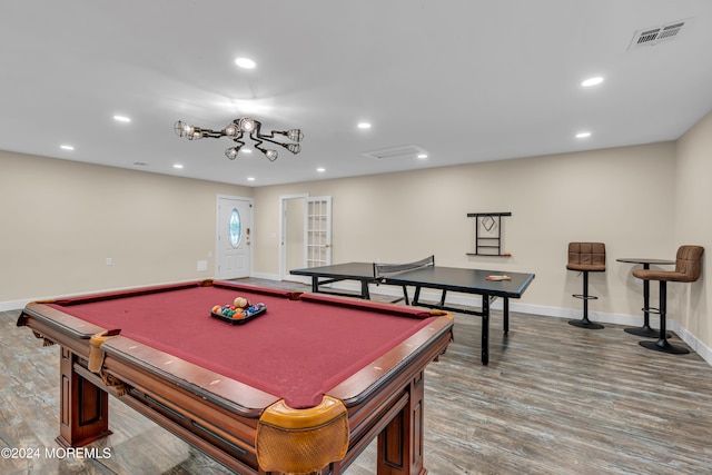 222 Bartley Rd, Jackson, NJ 08527 - playroom featuring wood finished floors, recessed lighting, and billiards