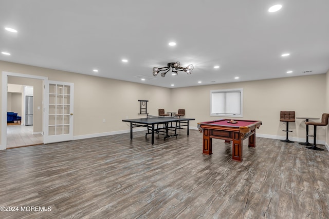 222 Bartley Rd, Jackson, NJ 08527 - rec room featuring recessed lighting, wood finished floors, and billiards