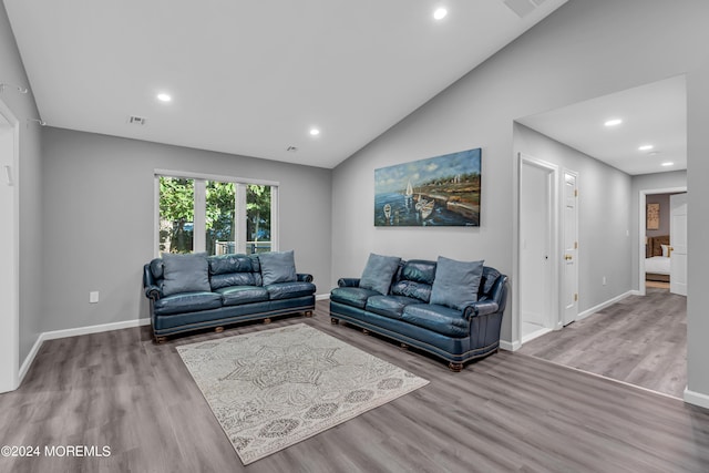222 Bartley Rd, Jackson, NJ 08527 - living room featuring lofted ceiling, wood finished floors, and recessed lighting