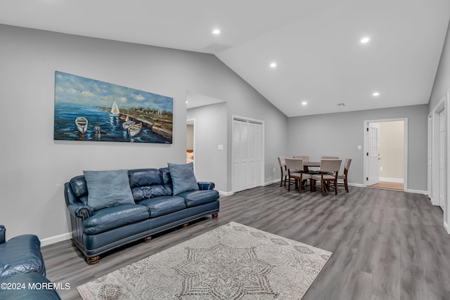 222 Bartley Rd, Jackson, NJ 08527 - living area with lofted ceiling, wood finished floors, and recessed lighting