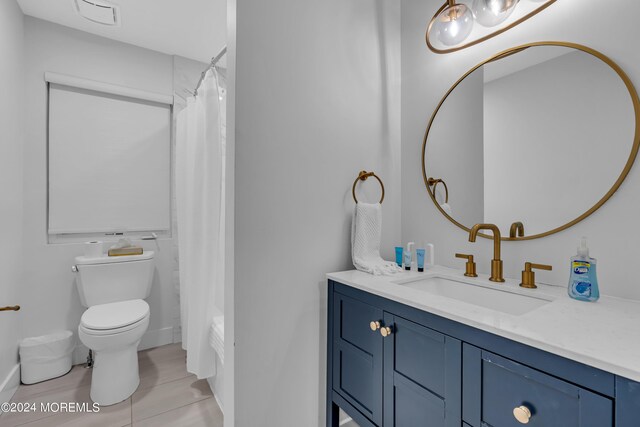 222 Bartley Rd, Jackson, NJ 08527 - full bathroom with vanity, shower / bathtub combination with curtain, and tile patterned flooring