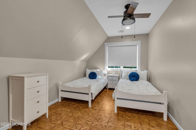 222 Bartley Rd, Jackson, NJ 08527 - bedroom with vaulted ceiling, a ceiling fan, and recessed lighting