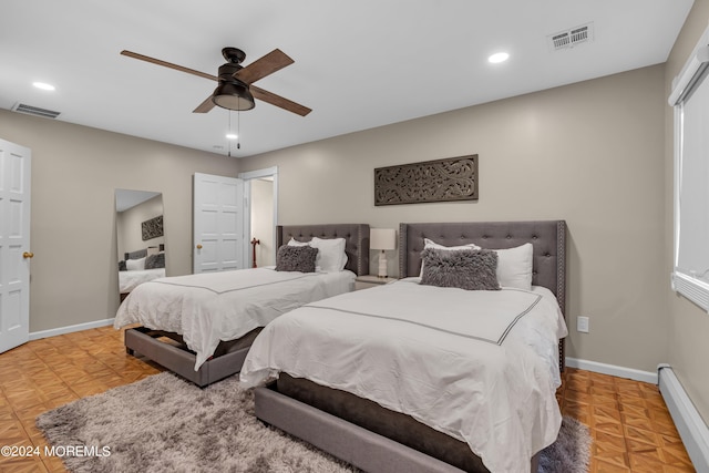 222 Bartley Rd, Jackson, NJ 08527 - bedroom with a baseboard heating unit, recessed lighting, and ceiling fan