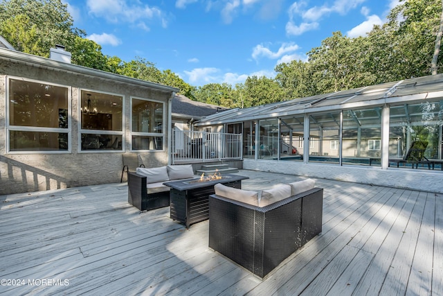 222 Bartley Rd, Jackson, NJ 08527 - wooden terrace with an outdoor living space with a fire pit