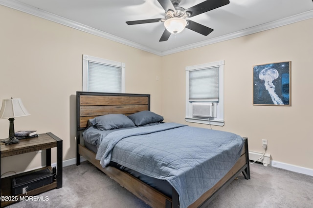 49 Highland Ave, Leonardo, NJ 07737 - bedroom with carpet floors, crown molding, ceiling fan, and baseboard heating