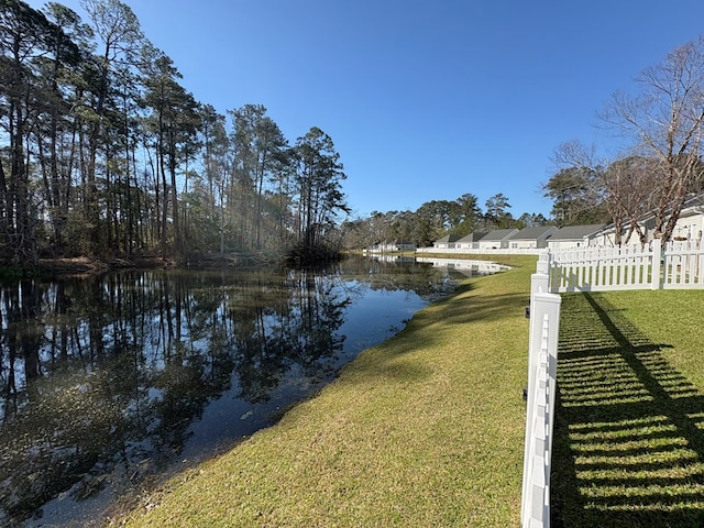 property view of water with fence