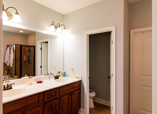 110 Quail Rdg, Ochlocknee, GA 31773 - bathroom featuring a stall shower, double vanity, and tile patterned floors