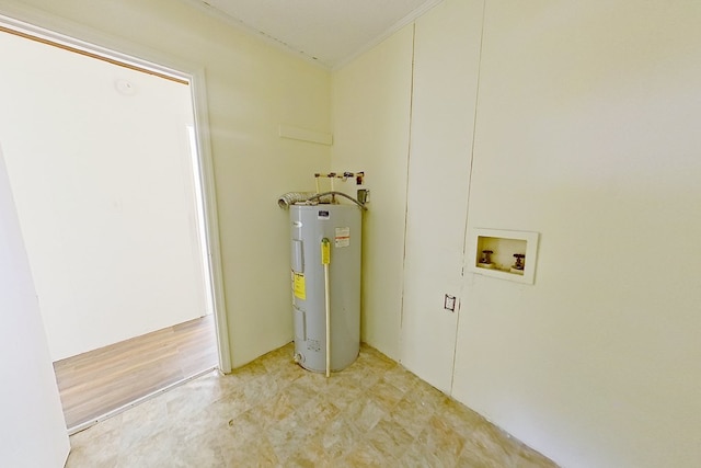 452 Bn Railroad Cir, Boston, GA 31626 - laundry area featuring electric water heater, washer hookup, and crown molding