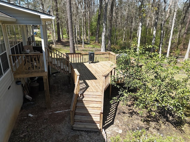 deck with a view of trees