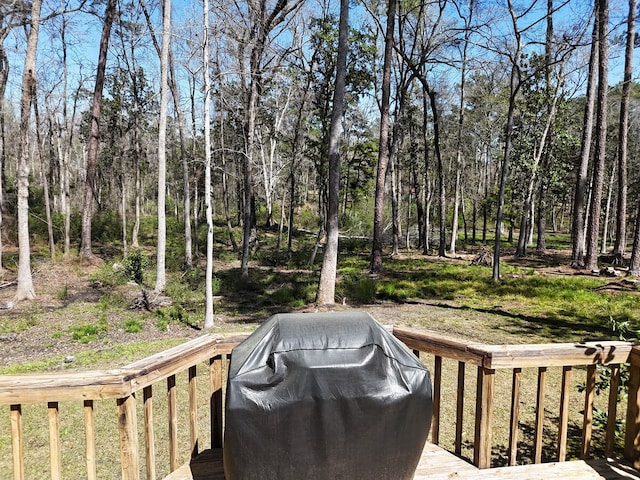 wooden deck with grilling area