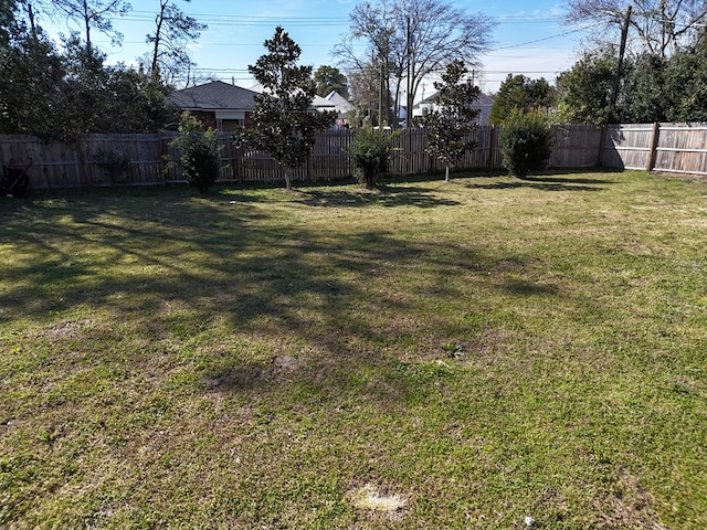 view of yard featuring a fenced backyard