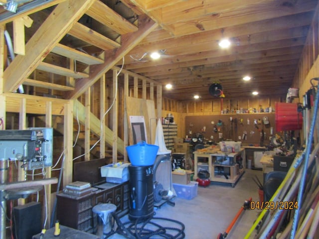 interior space with a workshop area