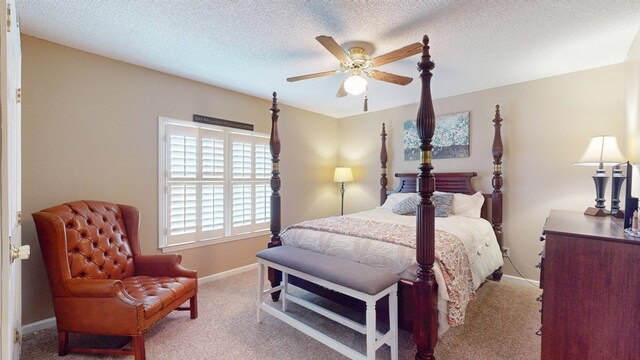 1017 Rowland Rd, Boston, GA 31626 - bedroom with carpet flooring, baseboards, a ceiling fan, and a textured ceiling
